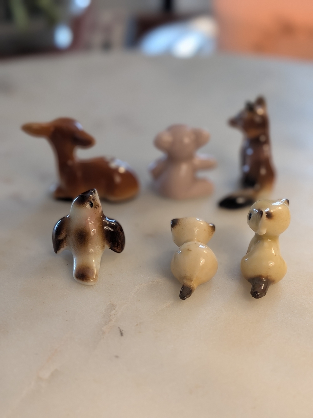 Mini Ceramic Woodland Animal Figurine Set Of 6 Vintage - Picture 9 of 14